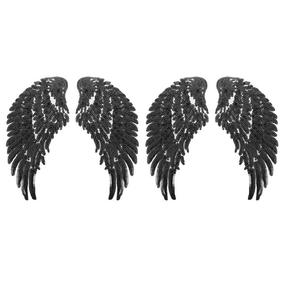 WEAVILUX Iron-on Style Sequin Clothes Patch Black for Garment Decor 2Pairs