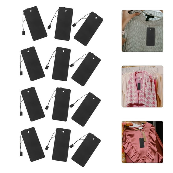 WEAVILUX 200 Set Hanging Labels for Retail Use in Black Paper