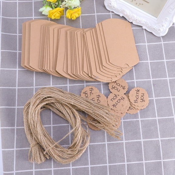 WEAVILUX 20pcs Kraft Paper Wedding Candy Boxes Packaging Boxes Design for Birthday Party