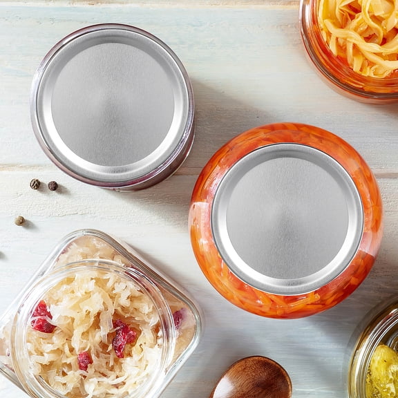 WEAVILUX Metal Caps Solid Caps for Jars High Temp Resistant Tin Lids for Home 24Pcs