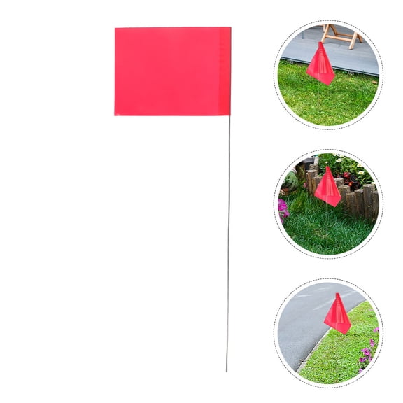 WEAVILUX 24pcs Mini Red Flags for Boundary Marking with Stainless Steel Red for Homeowners