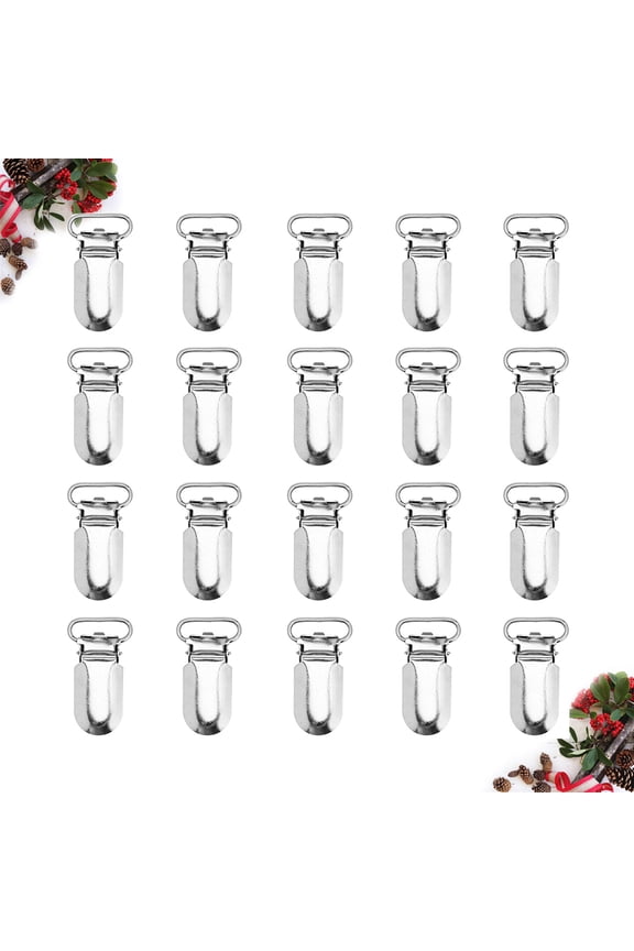 25Pcs Durable White Metal Suspender Clips with Plastic Protectors for Fabric Use
