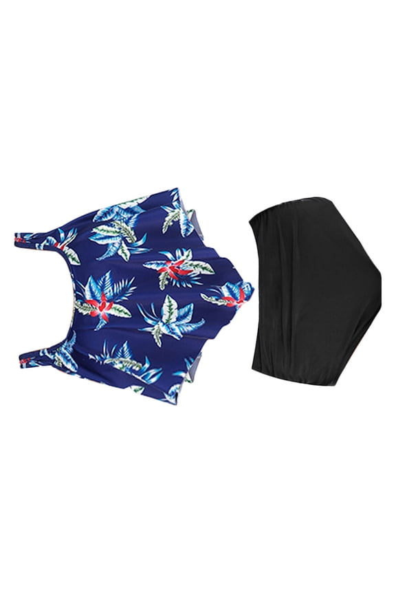 Hawaiian Bikinis For Women Floral Print Blue 2Pcs