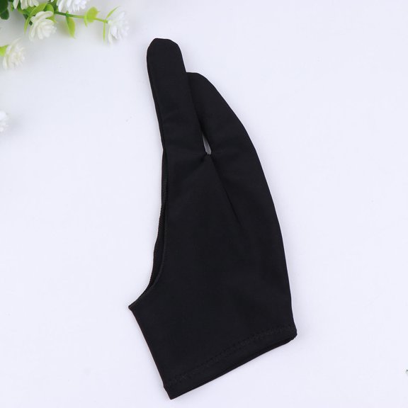 WEAVILUX 2 Pcs Artist Two Finger Drawing Gloves, Black Spandex Anti-Smudge Glove for Sketching, Painting, Digital Artwork