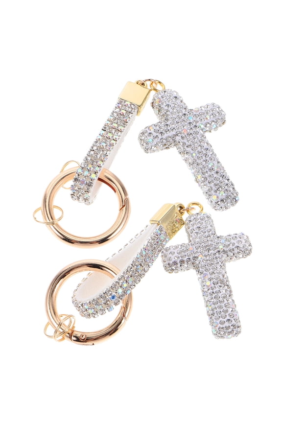 2-Pack Cross Blessing Keychains, Assorted Colors, Elegant Luxury Keyrings for Car Keys, Handbags, and Everyday Use
