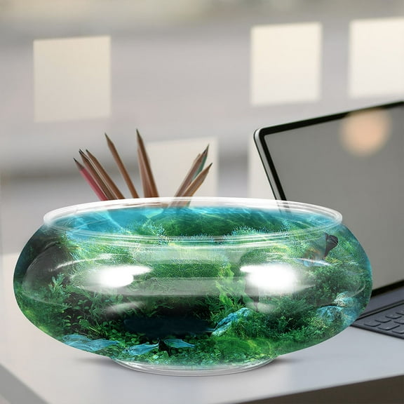 WEAVILUX Portable Clear Plastic Fish Tanks for Desktop and Office 2Pcs