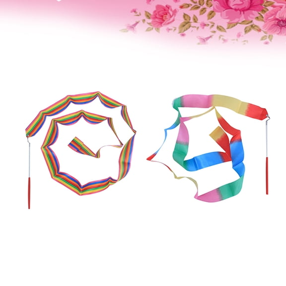 WEAVILUX 2-Pack Kids Gymnastics Ribbons with Flame Stitching, Rhythmic Dance Ribbon Set for Girls and Boys