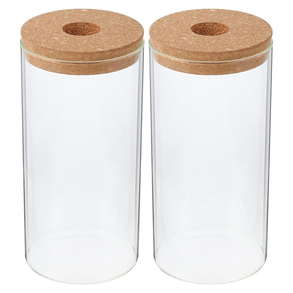 WEAVILUX 2Pcs Desktop Round Glass Planter for Living Room Bathroom House Beautification