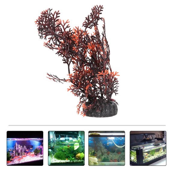 WEAVILUX 2Pcs Fashion Water Plants with Simulated Aquatic Grass Leaves for Home Aquarium Decor