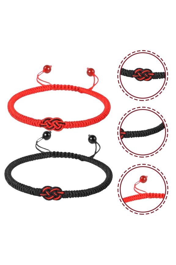 2Pcs Handmade Braid Bracelets for Couples Assorted Color String Wristbands Stylish Wrist Decoration