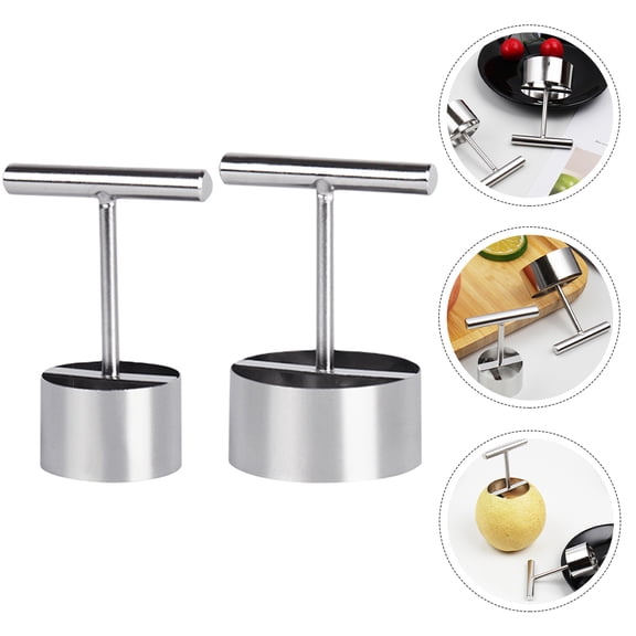 WEAVILUX 2Pcs Metal Fruit Corer with Comfortable Handle Kitchen Fruit Hole Digger Tool
