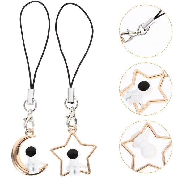 WEAVILUX Astronaut Phone Charms with Mobile Phone Lanyard, Assorted Colors, 2-Pack for Smartphones and Accessories