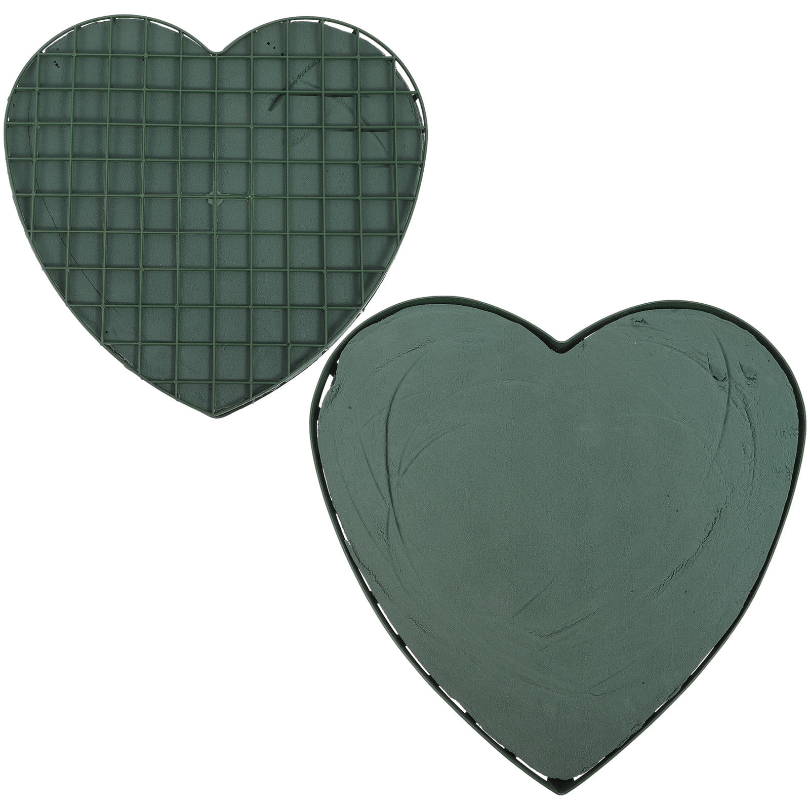 WEAVILUX 2-Pack Heart-Shaped Flower Mud Cage with Cup for Dark Green Wedding Car Floral Decorations