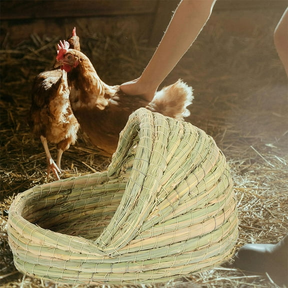 WEAVILUX Straw Woven Pet Bed and Comfortable Outdoor for Backyard and Garden Use