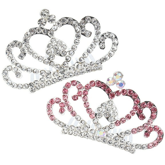 WEAVILUX 2Pcs Small Rhinestone Tiaras Hair Comb Assorted Color Beautiful Crown Decor for Birthday Parties
