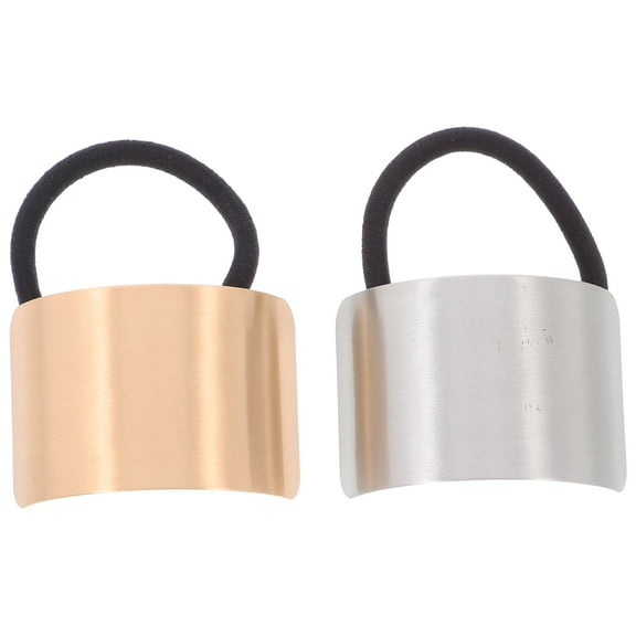 WEAVILUX 2Pcs Stretch Hair Ring Durable Metal Hair Bands Ponytail Holder for Girls Any Occasions