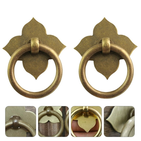 WEAVILUX 2Pcs Antique Door Handles Golden Finish Retro Style Furniture Decor Accessories