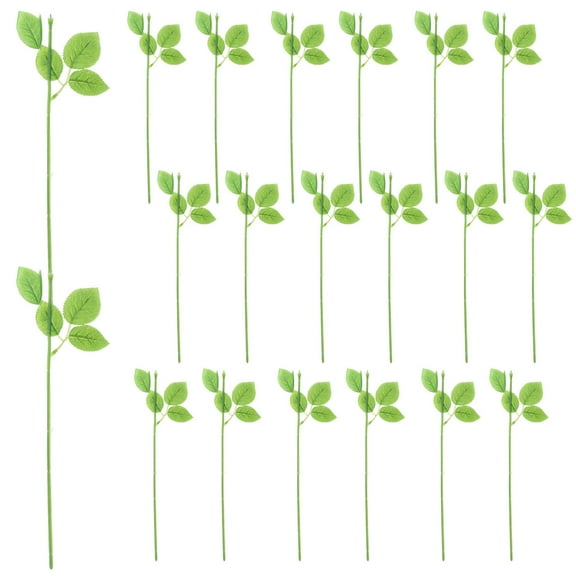 WEAVILUX 30Pcs Floral Wire with Leaves Flexible Green Rose Flower Stems