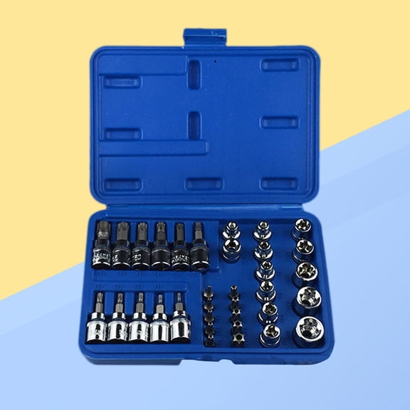 WEAVILUX 34Pack Comprehensive Socket Set Silver Ratchet Compatible for Diy Enthusiasts