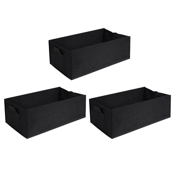WEAVILUX 3Pcs Black Nonwoven Planting Bags Root Control for Herbs and Vegetables