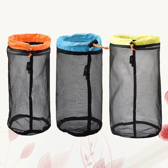 WEAVILUX 3-Pack Mesh Drawstring Storage Bags for Organizing Toys, Camping Gear, Fishing Accessories, Lightweight and