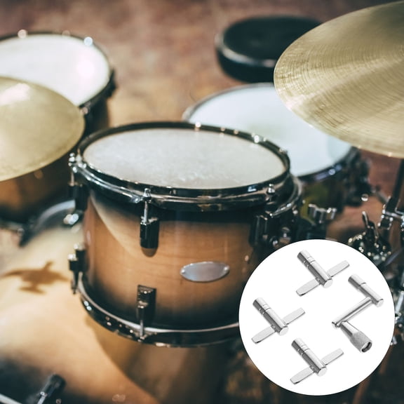 WEAVILUX 4 Pcs Drum Tuning Key Set in Silver for Professional Musicians and Beginners