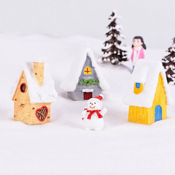 WEAVILUX Mini House Figurines Christmas Theme Decoration Multi 4Pcs
