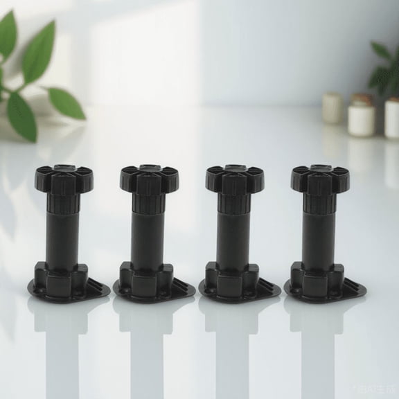 WEAVILUX 4-Pack Adjustable Black Plastic Round Table Legs for Furniture Projects and Home Improvement