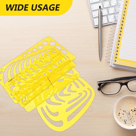 WEAVILUX 4-Piece Design Formwork Ruler Set with Khaki Curve and Template Tools for Accurate Building Drawings