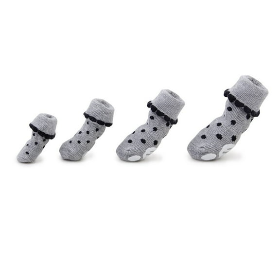 WEAVILUX 4Pcs Dog Socks Cotton Rubber Paws Cover for Clean and Safe Climbing Grey