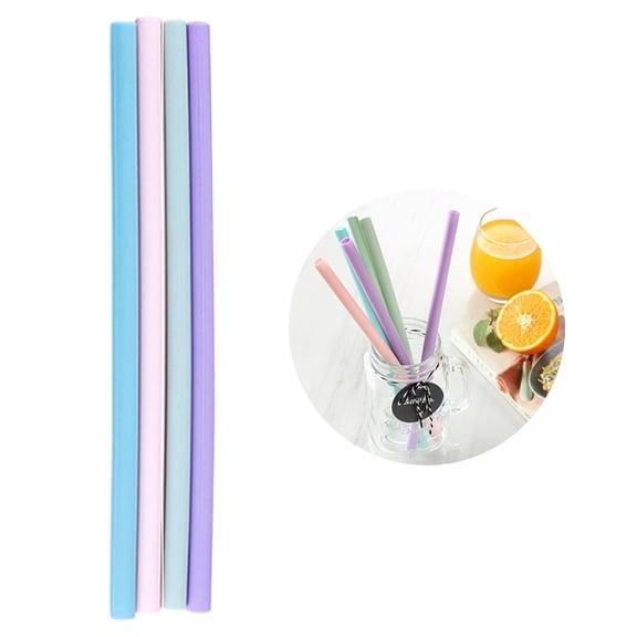 WEAVILUX 4-Pack Multi-Color Reusable Silicone Drinking Straws Foldable Soft Material Beverage Accessories