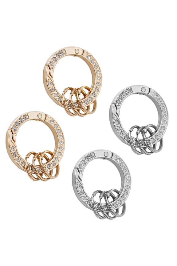 4Pcs Handbag Charms Rhinestone Key Chain Rings for Women Birthday Presents