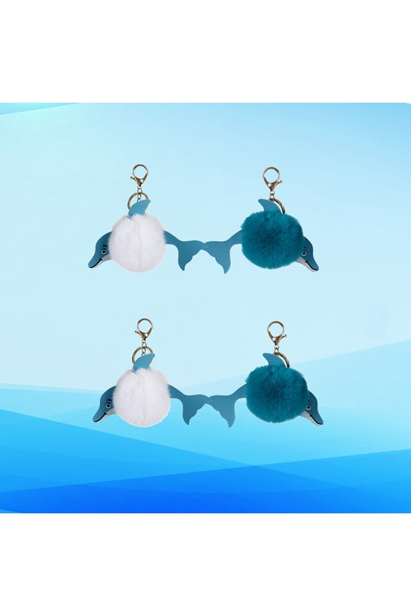 Stylish Key Ring Keychain Plush Cloth 4Pcs Blue