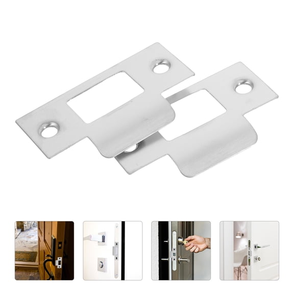 WEAVILUX 4Pcs Door Plate Filler Plated Silver Stainless Steel Durable Plates for Interior Door Reinforcement