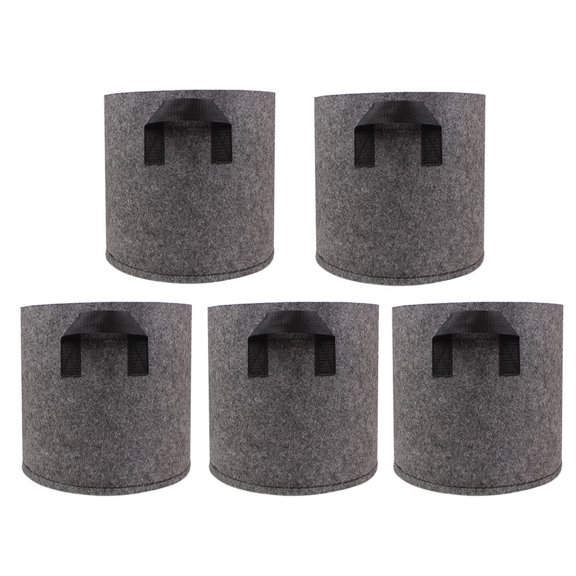WEAVILUX 5-Pack Grey Fabric Grow Bags for Root Control, Improved Plant , Strong Root Development, and Enhanced Growth