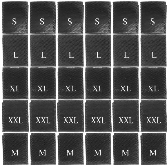 WEAVILUX 500Pcs Size Labels in Black Webbing for Sewing and Quilting Clothing Projects