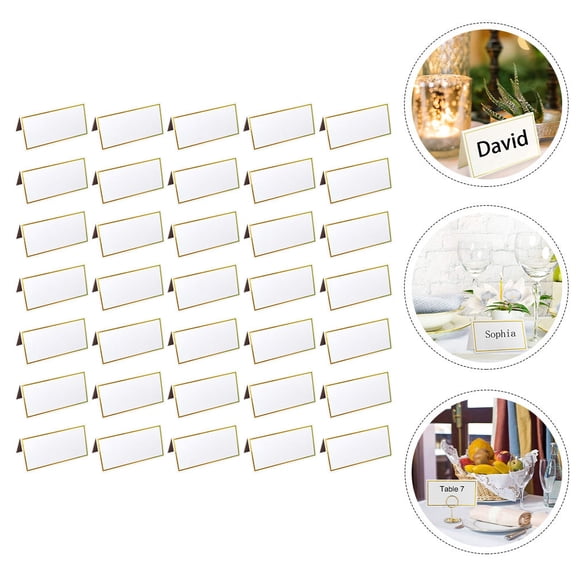 WEAVILUX 50 Pcs Hexagonal White and Dinner Place Cards for Weddings Seating Identification Paper