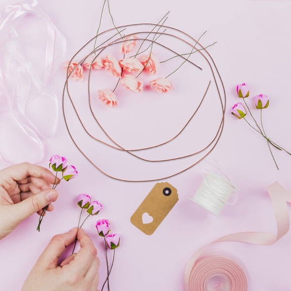 WEAVILUX 50 Pieces Coffee Colored Florist Wire Metal Wire for Wreath Making Flower Arrangement and Craft Projects