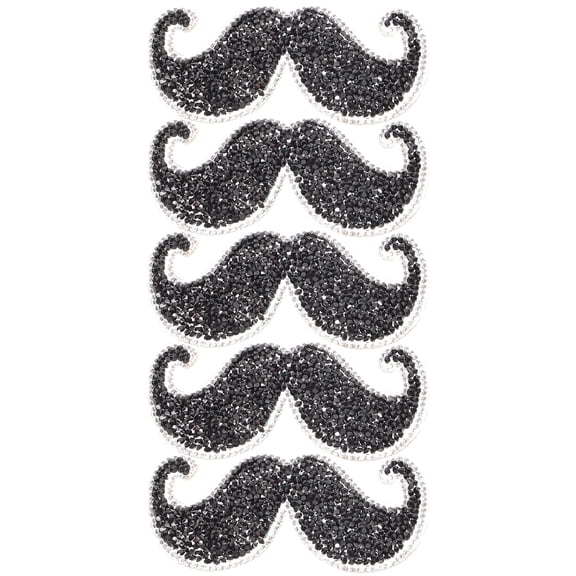 WEAVILUX Iron Patches for Clothing Mustache Shaped Simple and Generous Design 5Pcs