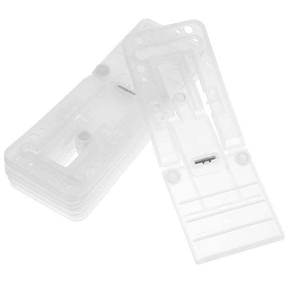 WEAVILUX 5-Pack Clear Plastic Display Stands with L-Shaped Base, Stable Shelf Supports for Retail Store and Home Use