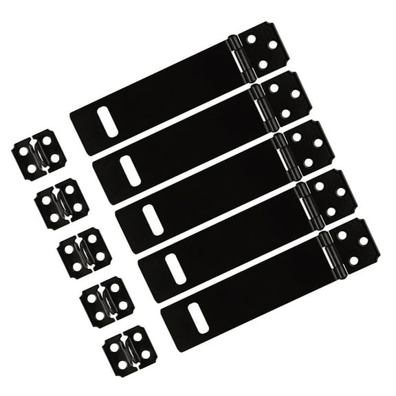 WEAVILUX 5-Pack Rectangular Iron Hasp Latch Lock for Door Security, Garage, Shed, Cabinet Hardware