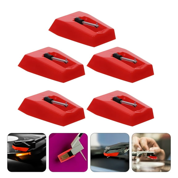 WEAVILUX Universal Turntable Stylus Red Aluminum for Record Player 5Pcs