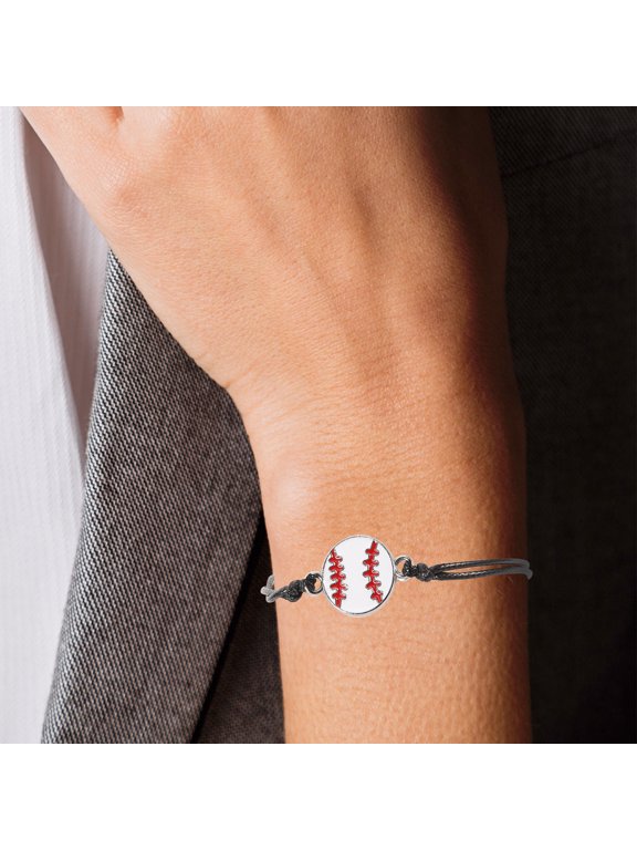 5Pcs White Wax String Bracelet With Sports Ball Charm For Men And Women