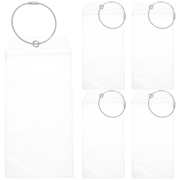 WEAVILUX 5 Sets Clear Badge Holder Sleeves, Transparent ID Card Holders for Work, Bus Pass, Library Cards, Daily Office Use