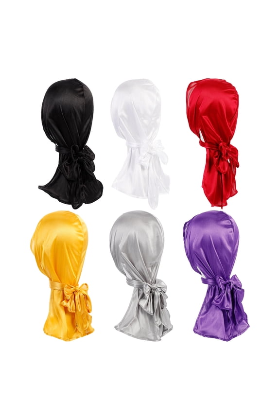 6Pcs Assorted Color Elastic Silk Turban Caps Soft Comfortable Headwraps for Hair Loss