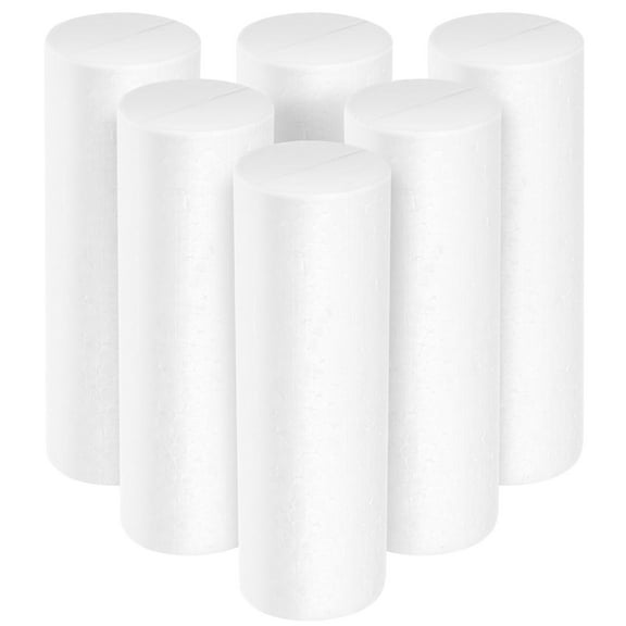 WEAVILUX 6-Pack White Polystyrene Cylinder Blocks for Crafts, Foam Decoration Accessories for Art Projects