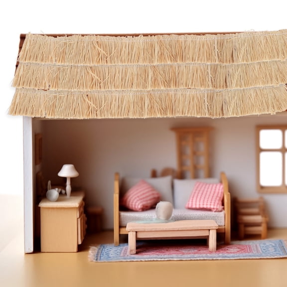 WEAVILUX Set of 6 Artificial Thatch Grass Roof Panels for Small Model Houses, Craft Projects and Miniature Landscaping