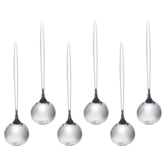 WEAVILUX 6Pcs Stainless Steel Dessert and Soup Spoon Set Plated Silver Dishwasher Safe for Every Table