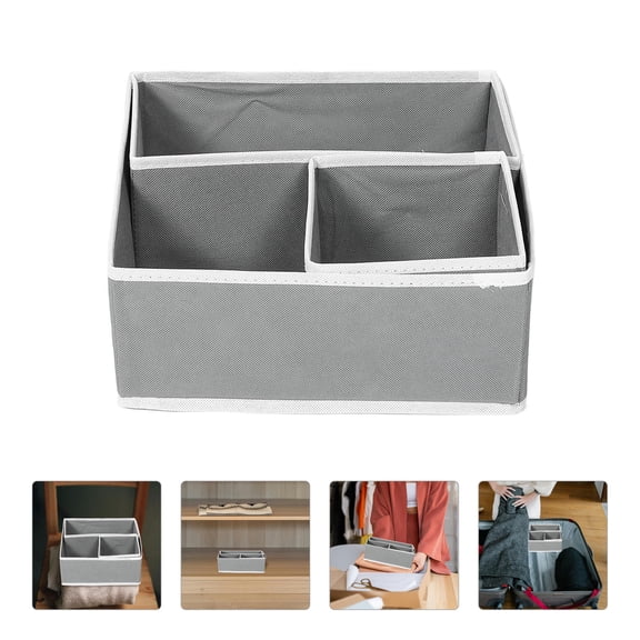 WEAVILUX 6-Pack Gray Foldable Drawer Organizer Bins for Socks, Underwear, and Clothing Storage at Home or Closet
