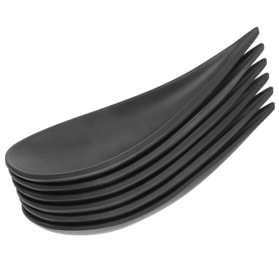 WEAVILUX 6Pcs Compact Black Appetizer Spoons with Comfortable Handle for Party Use